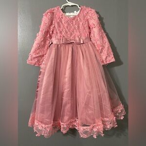Elegant Pink Lace Kids Dress